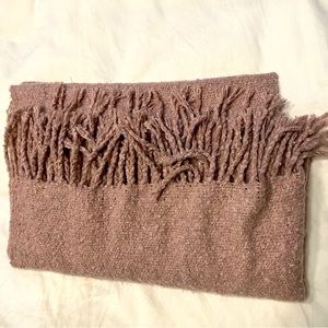 Light pink soft large scarf with fringe